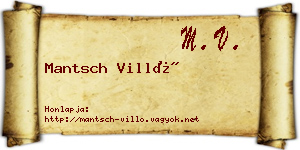 Mantsch Villő névjegykártya